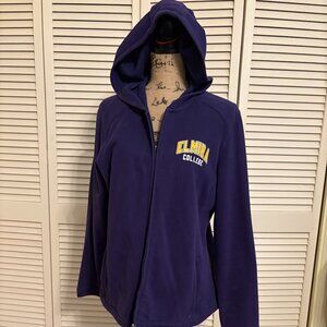 Women's Elmira College Purple Zip Up Fleece Hoodie Size XL